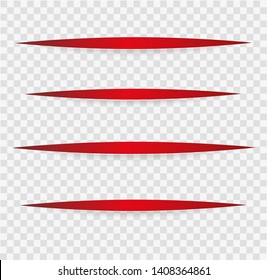 Vector realistic red Cuts in paper sheet with a shadow on transparent background. 3d incision in the paper. horizontal parallel lines. - Powered by Shutterstock - Get 15% off with code: PIKWIZARD15