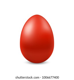 Vector realistic red egg isolated. Happy easter egg on white background. Holiday decoration for easter holiday. 3D illustration.