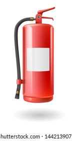 Vector realistic red fire extinguisher. Security systems Fire Department.