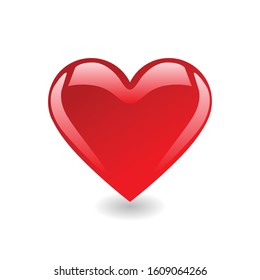 Vector realistic red glossy St Valentines Day heart for greeting card or postcard or banner