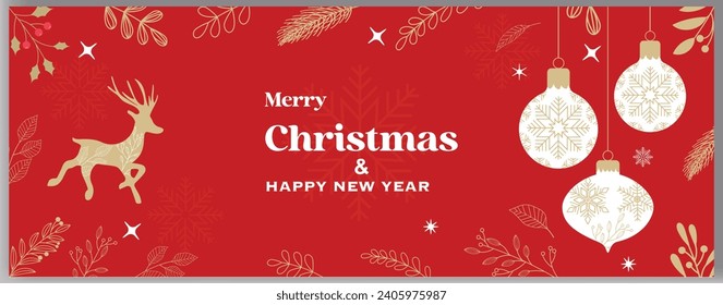 Vector de color rojo realista Festival de Navidad de Cereza y diseño de banderas de Año Nuevo Feliz