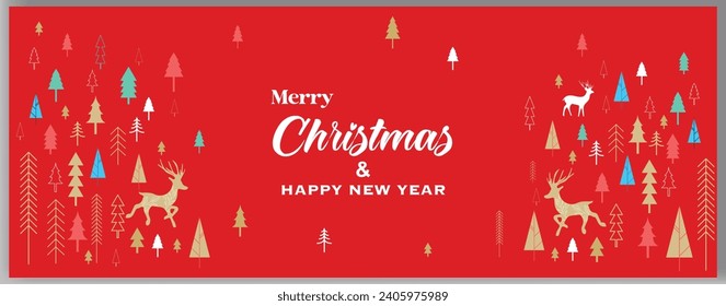 Vector realistic red Merry Christmas Festival and Happy New Year banner design