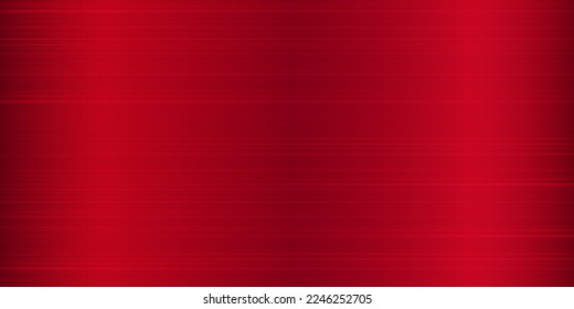 Textura de aleación de metal rojo vectorial realista. Fondo de reflexión de acero. Pancarta industrial horizontal. Hoja de hierro texturada. Plato rojo oscuro metálico. Patrón de línea inoxidable. Efecto gradiente cromado 3d