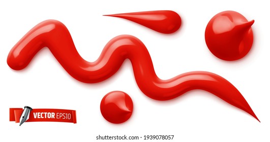Vector realistic red paint on white background