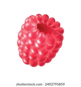 Vektorrealistische rote Himbeeren einzeln auf rotem Hintergrund