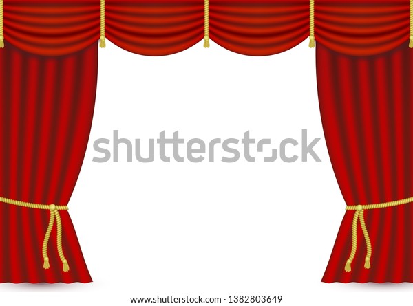 Vector Realistic Red Stage Curtains Luxury Stock Vector Royalty