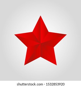 Vector realistic red star - Christmas element for celebration. Shiny element, decoration