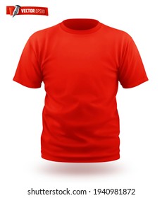 Camiseta roja vectorial realista sobre fondo blanco
