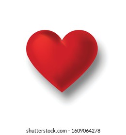 Vector realistic red velvet St Valentines Day heart for greeting card or postcard or banner