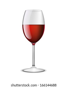 vector realistic red wine in glass isolated 