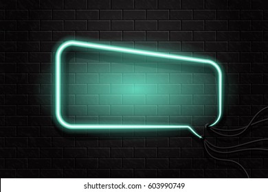 Vector realistic retro neon sign on the wall background. Template for vintage decoration and signboard.