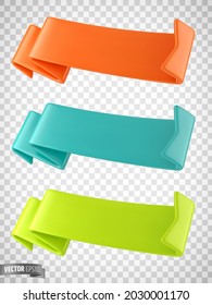 Vector realistic ribbon banners on a transparent background.
