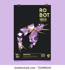 Vector Realistic Robot Illustration. Robot and toys design festival poster template.