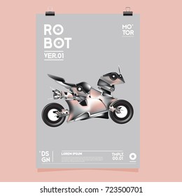 Vector Realistic Robot Illustration. Robot and toys design festival poster template.