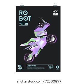 Vector Realistic Robot Illustration. Robot and toys design festival poster template.