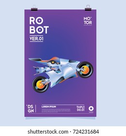 Vector Realistic Robot Illustration. Robot and toys design festival poster template.