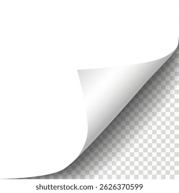Vector realistic rolled corner of a paper with shadow isolated on transparent background - Powered by Shutterstock - Get 15% off with code: PIKWIZARD15