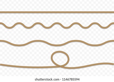 Vector realistic rope isolated on transparent background.