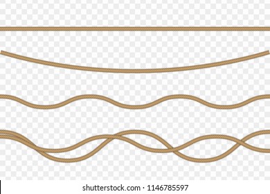 Vector realistic rope isolated on transparent background.