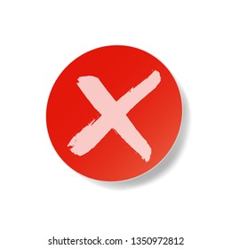 Vector realistic round sticker label mock up with hand drawn ink brush choice sign isolated on white background. 3d paper circle sheet mockup correct select option. Sticky note paper  template