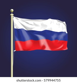 Vector Realistic Russian Federation Flag