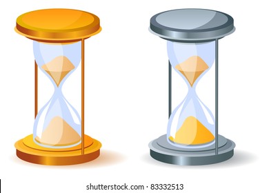 Vector realistic sandglass. Two variants of color.