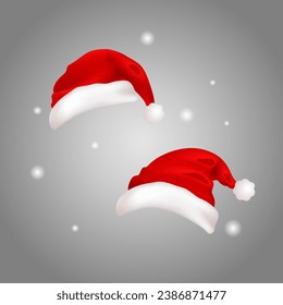 Vector realistic santa claus red hat isolated