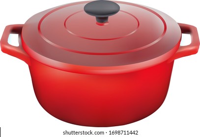 Vector realistic saucepan. For cooking soups and other food. Kitchen accessories.