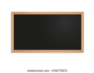 Vektorrealistische Schultafel. Geh nach oben. Schwarze Farbe. Leere Vorlage mit Holzrahmen einzeln auf Weiß. Tafel oder Tafel aus Holz EPS10.