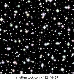 Vector Realistic seamless of the night sky with color stars and galaxies. 8