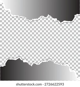 Vector realista de borde de papel rasgado sin fisuras. Tiras de papel blanco rasgado y sombra suave