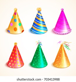 Vector Realistic Set Birthday Hats Isolated Stock Vector (Royalty Free ...