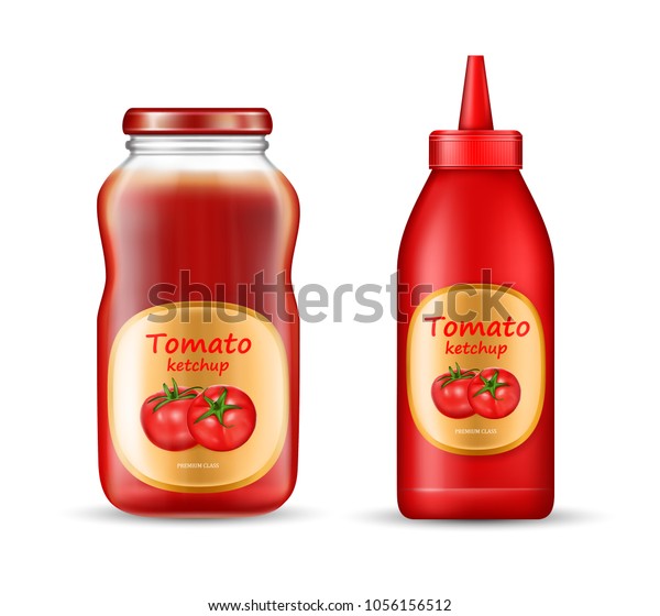 Download Vector Realistic Set Two Bottles Ketchup Stock Vector Royalty Free 1056156512 PSD Mockup Templates