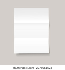Vector realistic sheet of folded paper on transparent background.