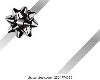 Vector realistic shiny silver ribbon with bow - gift wrapping decoration on white background