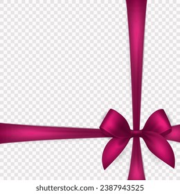 Vektorrealistische Seide Rosa Geschenkband, Satin Bow für Grußkarte, Geschenk einzeln. Bow-Design-Vorlage, Konzept für den Geburtstag, Weihnachtsgeschenke, Geschenke, Einladung, Box