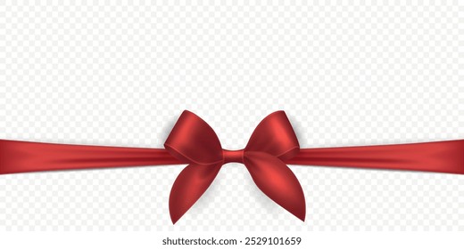 Cinta de regalo roja de seda realista de Vector, arco de satén para la tarjeta de felicitación, regalo, aislado. Plantilla de diseño de arco, concepto para cumpleaños, regalos de Navidad, regalos, invitación, caja