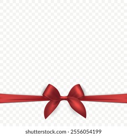 Vector Realistic Silk Red Gift Ribbon, Satin Bow for Greeting Card, Gift, Isolated. Bow Design Template, Concept for Birthday, Christmas Presents, Gifts, Invitation, Box