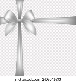Vector Realistic Silk White Gift Ribbon, Satin Bow for Greeting Card, Gift, Isolated. Bow Design Template, Concept for Birthday, Christmas Presents, Gifts, Invitation, Box