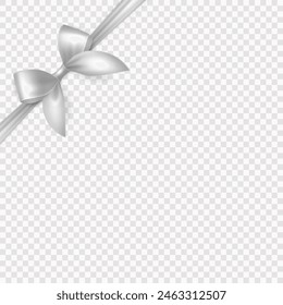 Vector Realistic Silk White Gift Ribbon, Satin Bow for Greeting Card, Gift, Isolated. Bow Design Template, Concept for Birthday, Christmas Presents, Gifts, Invitation, Box