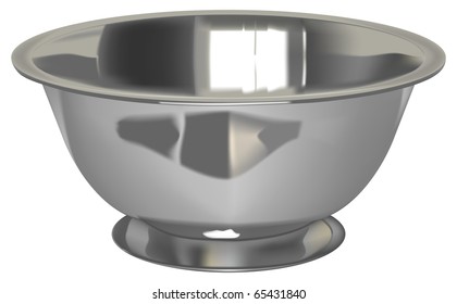 vector realistic silver bowl on white background