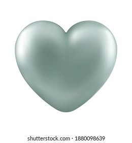 Vektorrealistisches silbernes Herz einzeln auf weißem Hintergrund. Dekoratives Design-Element für Valentinstag, Liebeskarte, Hochzeit.