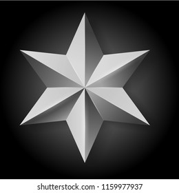 vector realistic silver star on black background