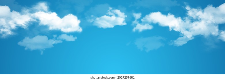 Vector realistic skyscape. Sky with clouds. Sunset.