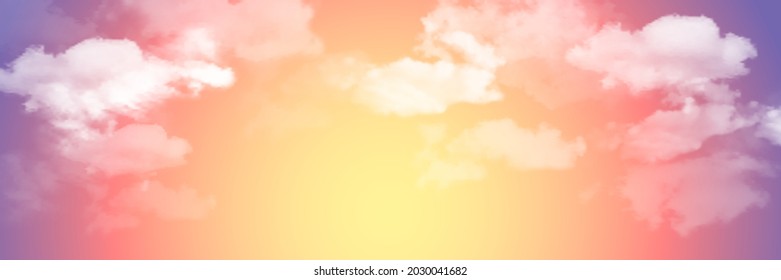 Vector realistic skyscape. Sky with clouds. Sunset.