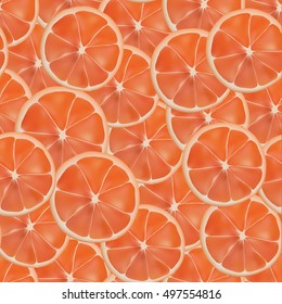 Vector realistic sliced grapefruit seamless pattern. Juicy fruit presentations postcards cards brochures and banners ,Poster banner advertisement design object on light grey transparent background