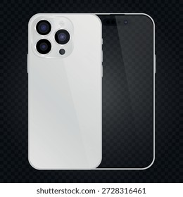 Vector realista smartphone 15 Pro. Conjunto de gadgets realistas png. Dispositivo electrónico de Vector con pantalla vacía en blanco aislado sobre fondo transparente.