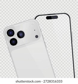 Vector realista smartphone 17 Pro. Conjunto de gadgets realistas png. Dispositivo electrónico de Vector con pantalla vacía en blanco aislado sobre fondo transparente.