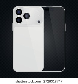 Vector realista smartphone 17 Pro. Conjunto de gadgets realistas png. Dispositivo electrónico de Vector con pantalla vacía en blanco aislado sobre fondo transparente.