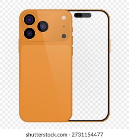 Vektorrealistisches Smartphone 17 pro. Realistisches Gadget-Set png. Elektronisches Vektorgerät mit leerem Bildschirm, einzeln auf transparentem Hintergrund.